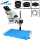 Промышленный бинокулярный стереомикроскоп с увеличением 3,5x-90x + 56 настраиваемых светодиодных ламп для фотографий (белый)