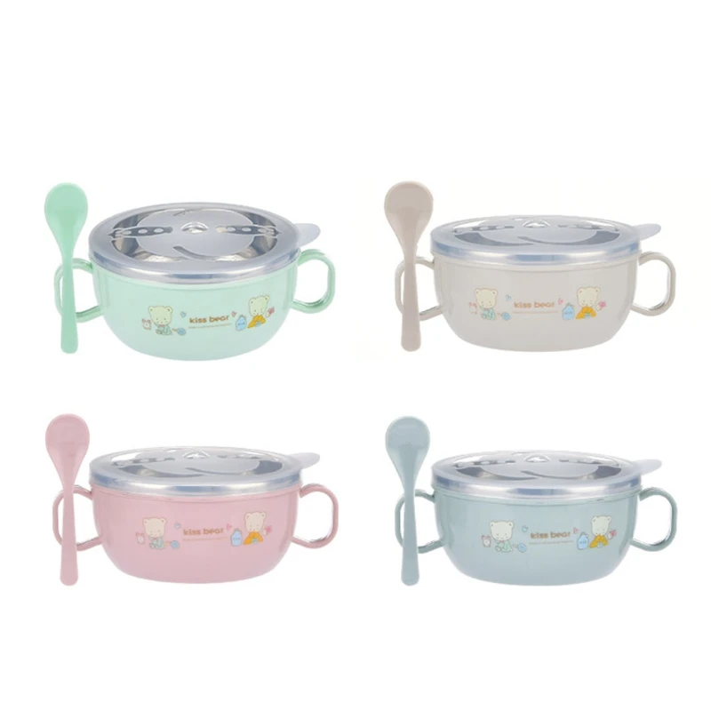 

Детская миска из нержавеющей стали, изоляционная миска, ложка, набор детской посуды, миска для еды