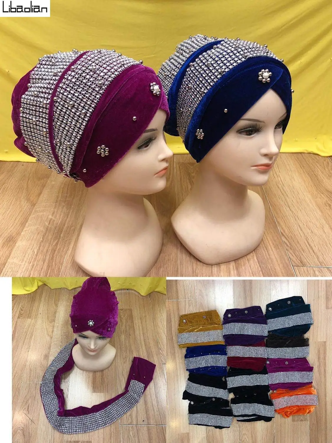 Для женщин ботинки из эластичной ткани головы Кепки мусульманский шарф дышать