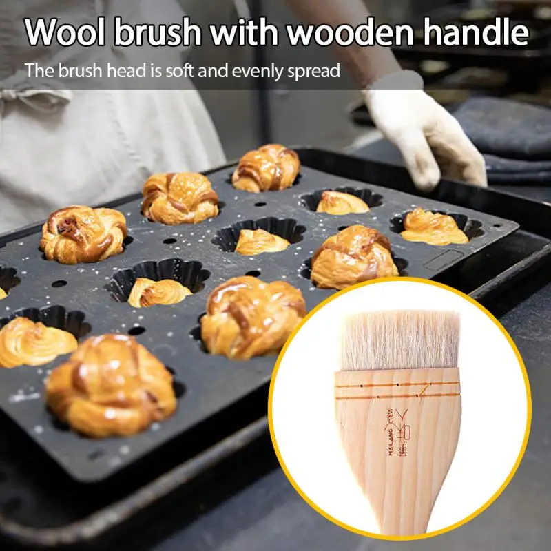 

Oil Brush Baking Utensils Food Grade Wool Hair Wooden Handle Barbecue Cake Biscuit Cream Pastry Butter Oil Brush For Kitchen