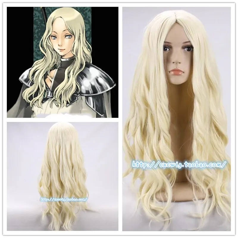Аниме Клеймор Тереза косплей парик 75 см бежевый блонд термостойкие