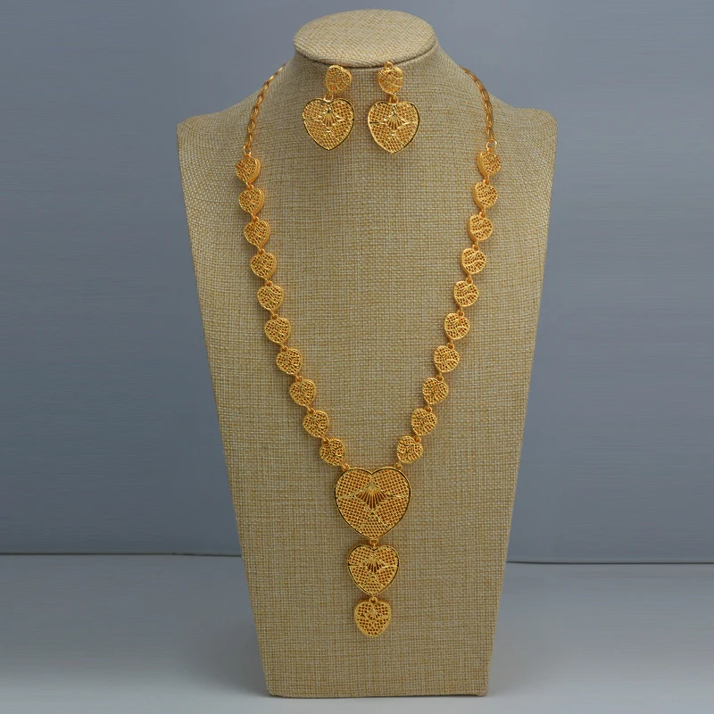 Nupcial boda collar/pendientes conjunto de joyas color dorado joyeria moda para mujer etatiope/regalos fiesta africana|Ювелирные