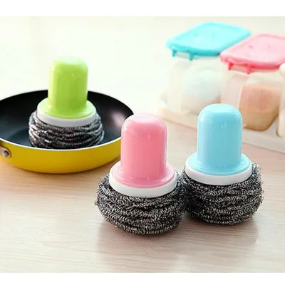 Креативная короткая ручка из нержавеющей стали проволока шариковый горшок щетка