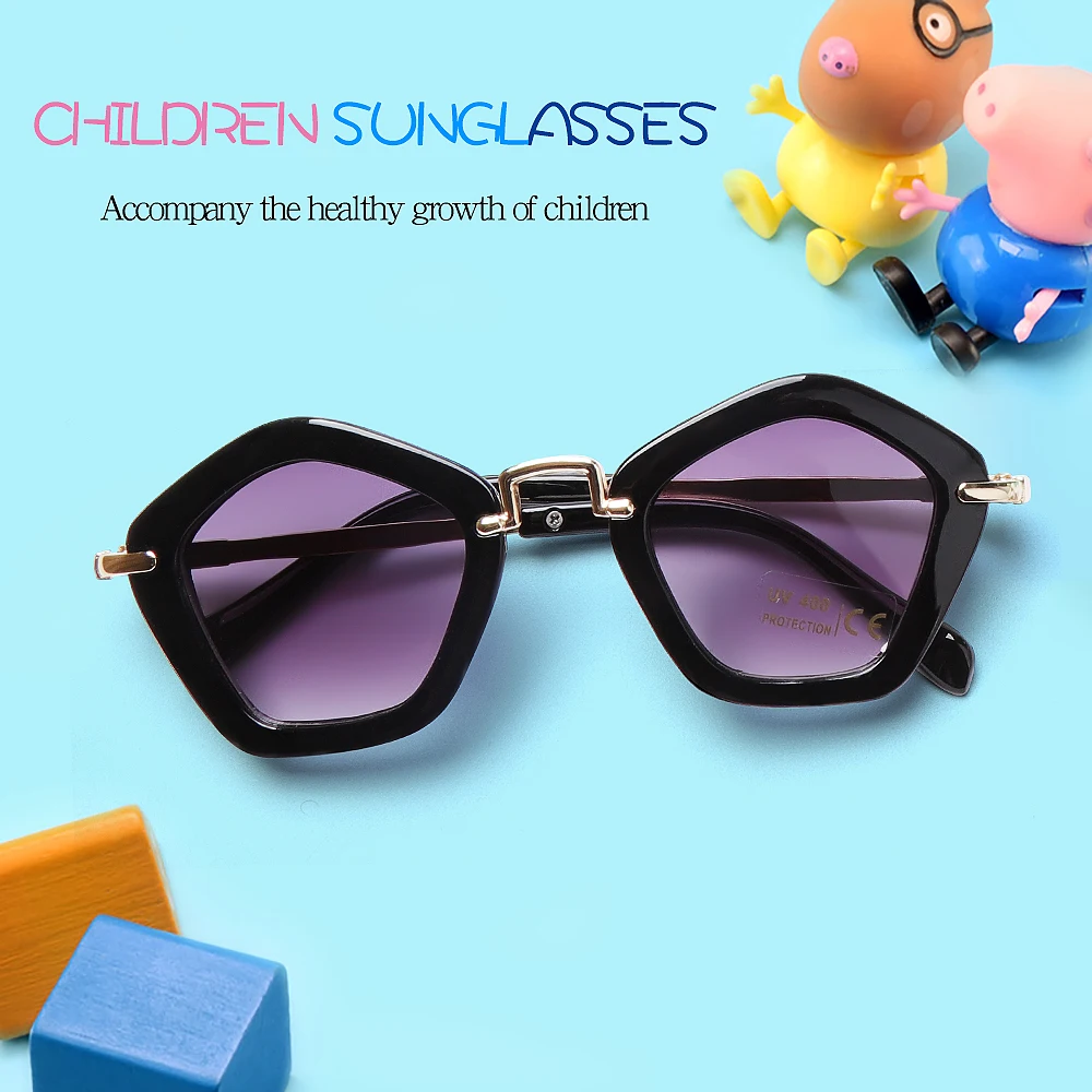 

New Small Polygon Sunglasses Little Girl Fashion Brand Designer Polygon Sun Glasses Shades Female Sunglasses UV400