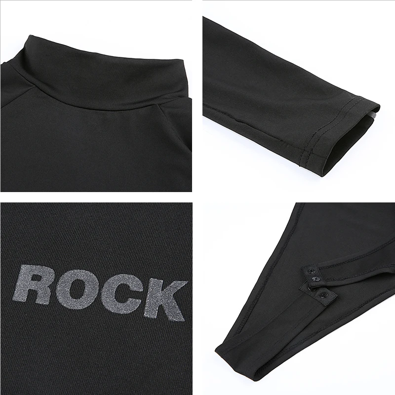 

YHLZBNH Skinny Turtleneck Reflective Letters Bodysuits 2020 Women Fall Winter Warm Long Sleeve Sheer Open Crotch Bodysuit