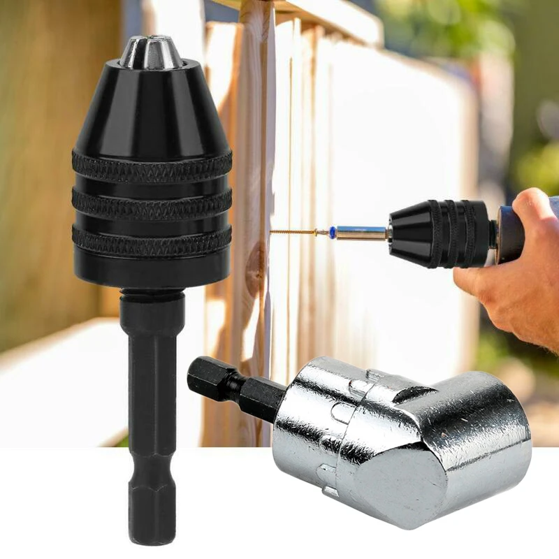 

Drill Chuck Angle Driver Screwdriver 0.3-6.5mm Keyless Converter Adapter
