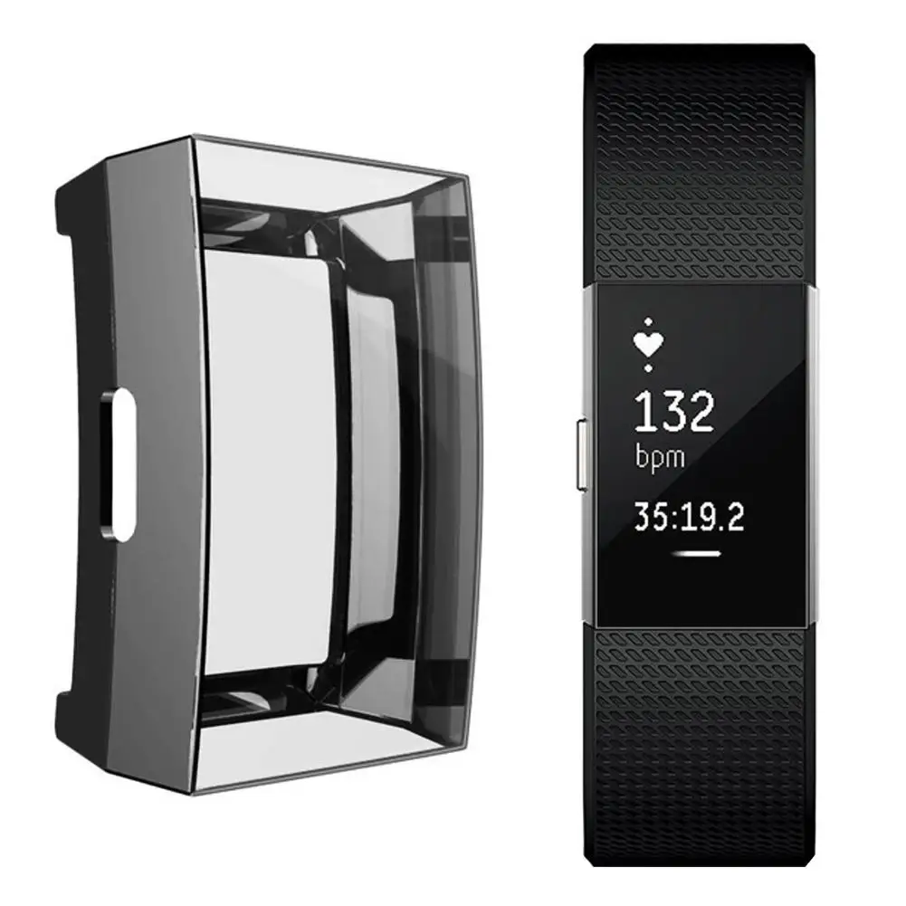 ultra thin soft tpu smart watch screen protector case cover for fitbit charge 2 wearable devices smart accessories free global shipping