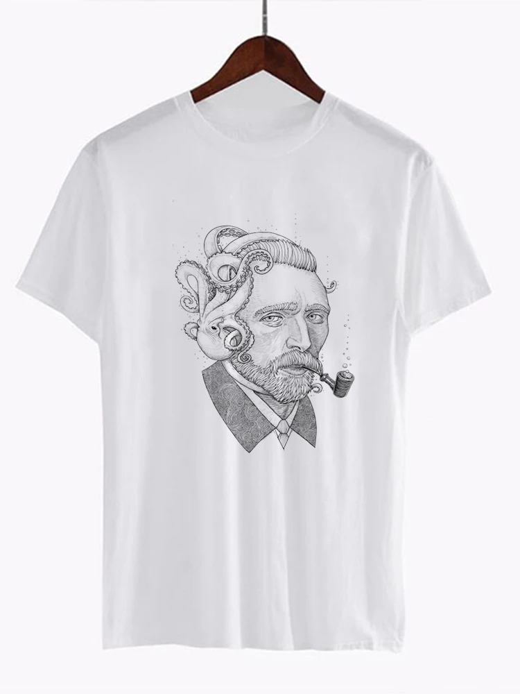 Модная летняя футболка для женщин забавные Ван Гог искусство рисовать картину