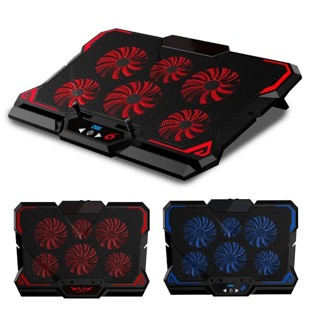 

17inch Gaming Laptop Cooling Adjustable Six Fan Led Screen 2 USB Port 6 Fans Notebook Cooling Pad Stand
