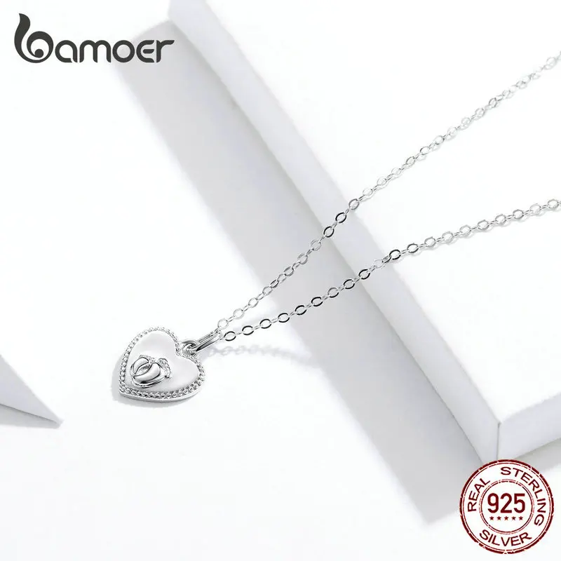 Bamoer, для родителей и детей, Footorints, сердце, подвеска, ожерелья и кольца на палец, ювелирные наборы, для женщин, подарки, серебро, 925, ювелирное изделие, ZHS159