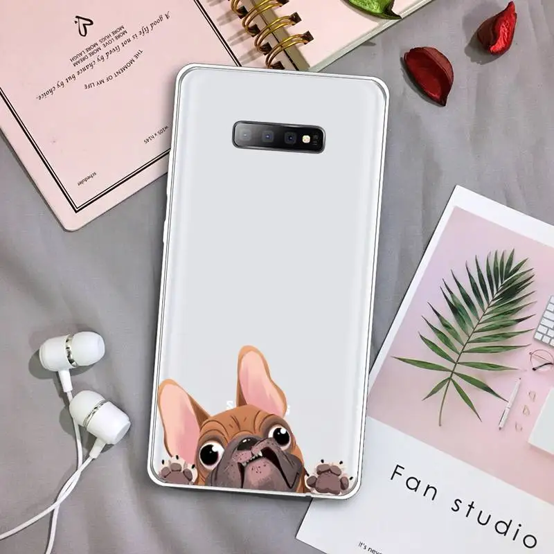

Cute cartoon animal French Bulldog Phone Case Transparent For Samsung Galaxy S A 5 7 8 9 2015 20 edge plus 10 e lite 2019