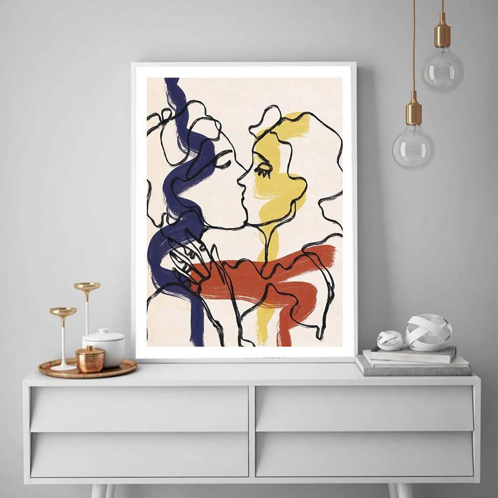 

Abstract Love Kiss Canvas Painting Modern Minimalist Posters Prints Wall Art Pictures Family Bedroom Living Room Home Decor