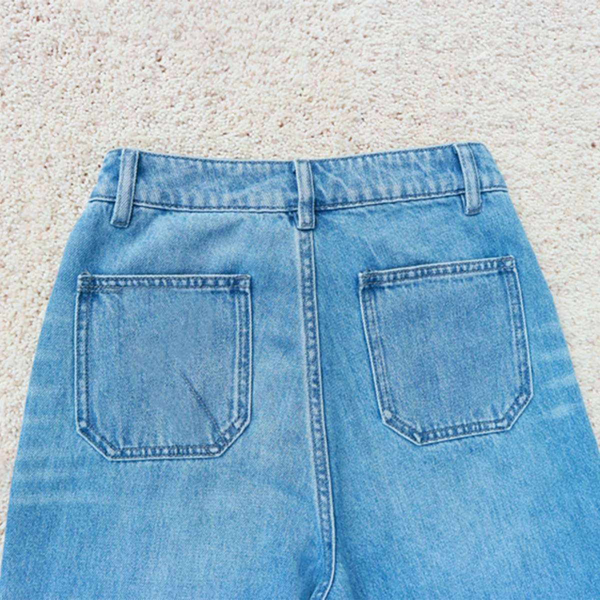 

Pirate Hippie Buttons Classic Blue Straight Jeans Woman Summer High Waist Pockects Cotton Trousers Casual Vintage Denim Pants