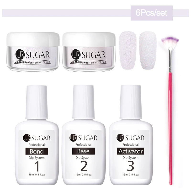 6Pcs set4 UR SUGAR 6 шт. голографическая пудра для ногтей набор градиентных лазерных сахаров Dip лак для ногтей порошок пигмент украшения для ногтей - Цвет: 6Pcs set4