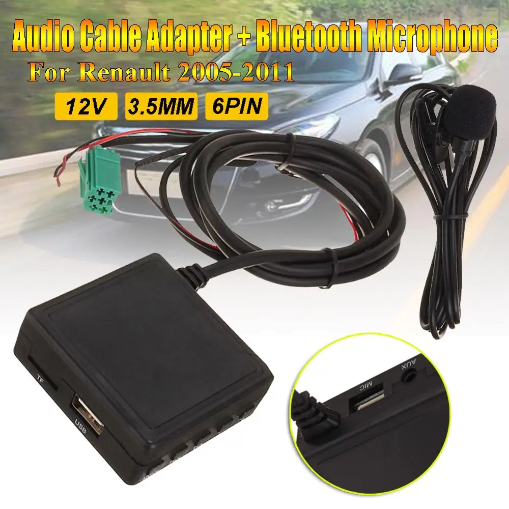 6 контактов 3 5 мм AUX TF USB микрофон медиа bluetooth адаптер стерео кабель для Renault 2005-2011 |