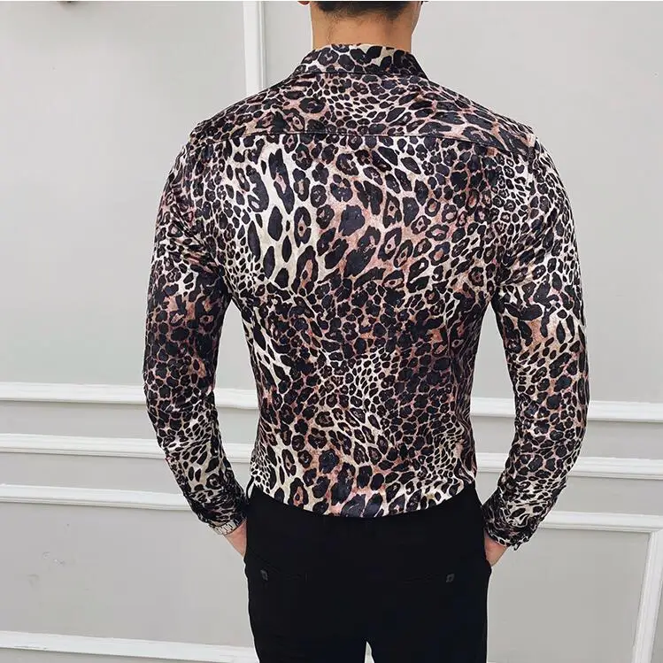 Высококачественная Золотая Бархатная рубашка модная леопардовая тонкая с