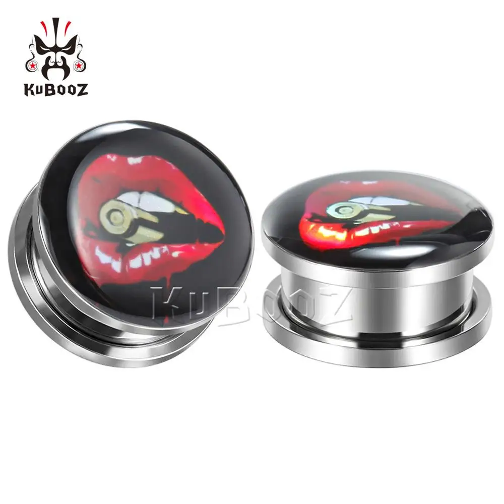 Style 1 Kubooz рот Логотип нержавеющая сталь туннели Эспандеры винтовые шпильки модный подарок для унисекс ювелирные изделия для тела - Окраска металла: Style 1