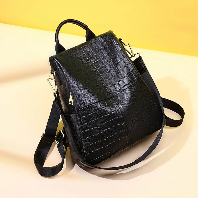 

Многофункциональный вместительный рюкзак из натуральной кожи, однотонная многослойная вместительная сумка для путешествий, отдыха, работ...