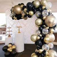 black gold balloon garland arch kit chrome gold confetti baloons graduation happy birthday party decor latex balloon backdrop