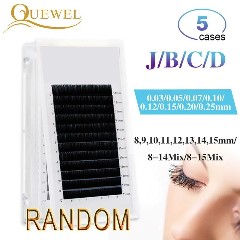 

Quewel Any Size 5 Trays Individual Eyelash False Mink Lashes Extension Natural Lash Extension Professionals For Training School