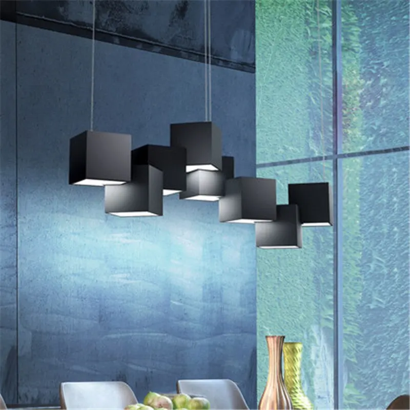 Goede Modern Art Led Hanglamp Vierkante Opknoping Verlichtingsarmaturen Creatieve Eetkamer Woonkamer Villa Hal Rubik 'S Cube Decor Lights