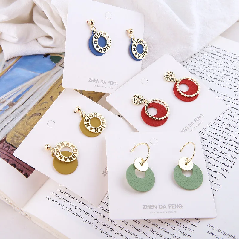 

DIY handmade jewelry accessories matte spray paint color irregular geometric hollow round pendant earrings