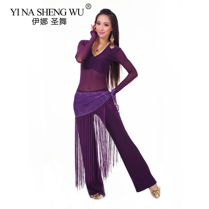 Костюм для танца живота тренировочный комплект топ + штаны шарф на бедрах