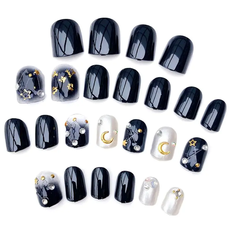 24 шт. накладные ногти короткий дизайн полное покрытие искусственные Q1QD|Стикеры и