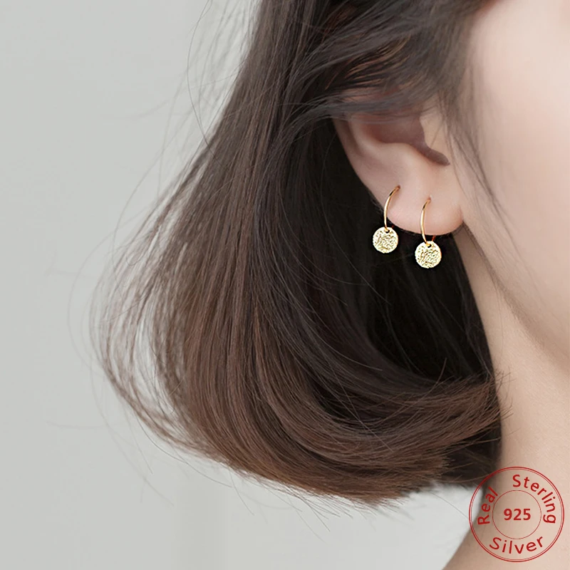 Модные серьги из стерлингового серебра 925 пробы геометрические круглые висячие