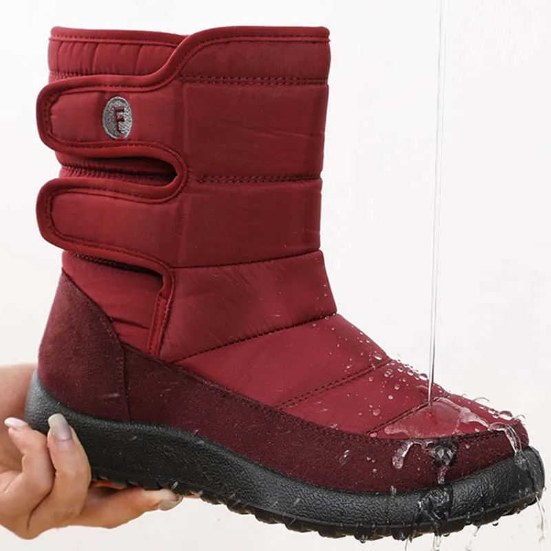 Новинка зимние женские ботинки водонепроницаемые на платформе с плюшевой