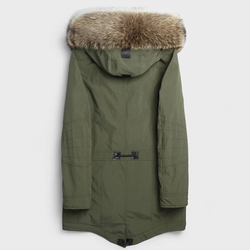 Мужская куртка с натуральным мехом Длинная зимняя подкладкой из меха волка