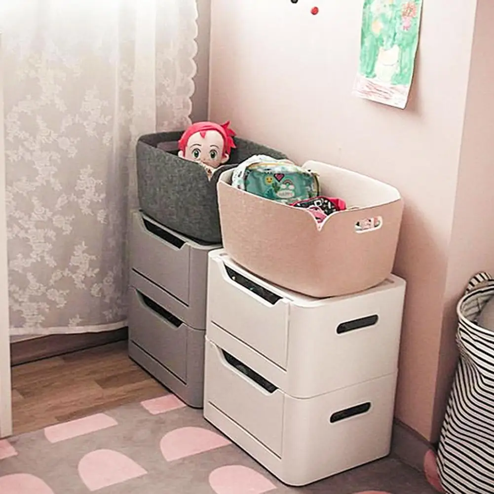 Felt storage bag foldable basket Easy to use and store Child safety environmental protection recyclable material |