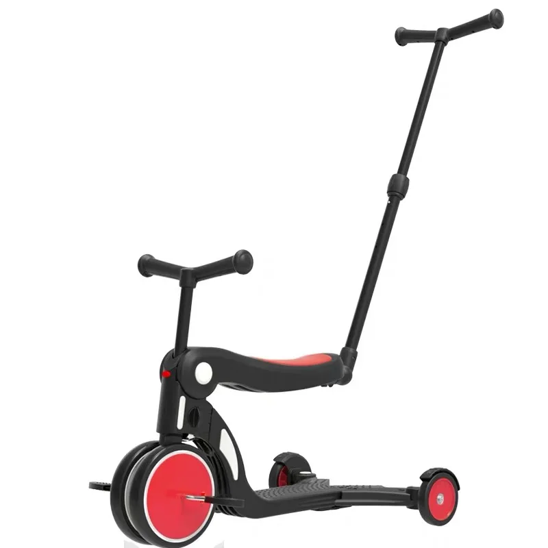 Red T bar Детский скутер Kickboard+ трицикл+ балансировочный велосипед для От 1 до 6 лет ребенок кататься на игрушке мальчик девочка малыш скутер регулируемый - Цвет: Red T bar