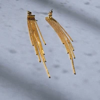 ins good looking long tassel earrings advanced korean temperament simple retro gold multi layer earrings thin face