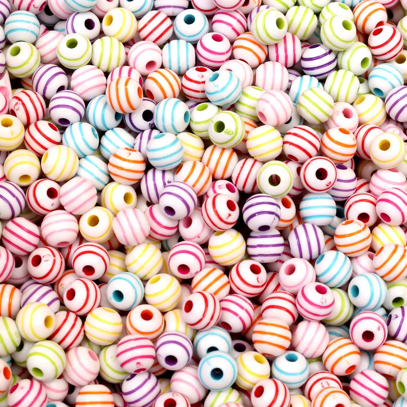 Бусины для изготовления ювелирных украшений круглые акриловые бусины в полоску