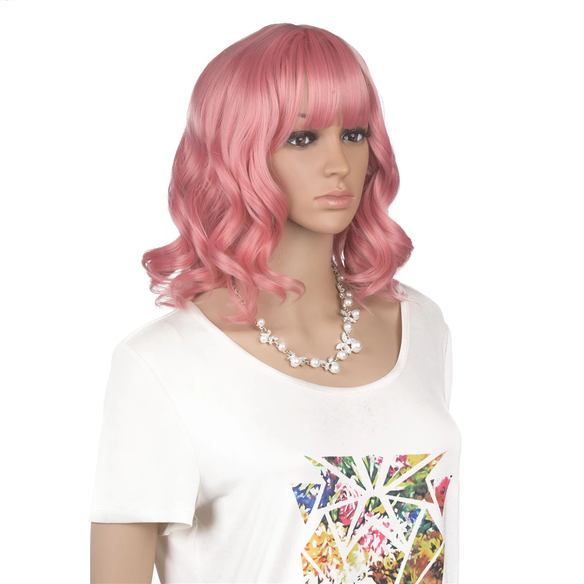 ZYR 16 дюймов Средний Мягкий Свободный парик с челкой розовые парики