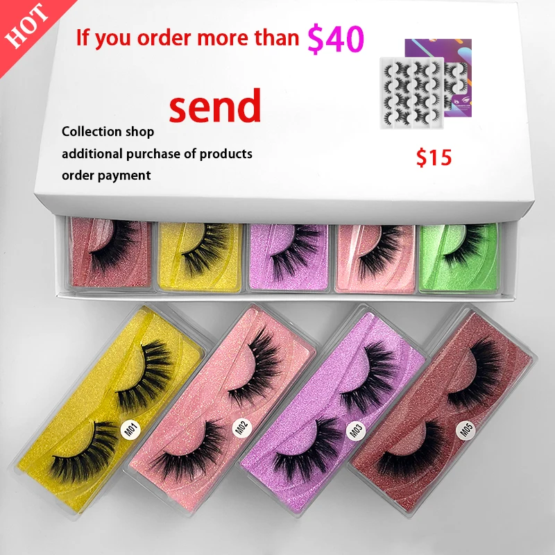 Ресницы 3D натуральные из норки 30/50 шт. накладные с косметическим макияжем