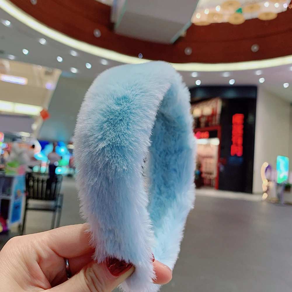 

sweet retro women elegant rabbit fur hairbands hair accessories 12 colours headbands new winter women Hair Accessories