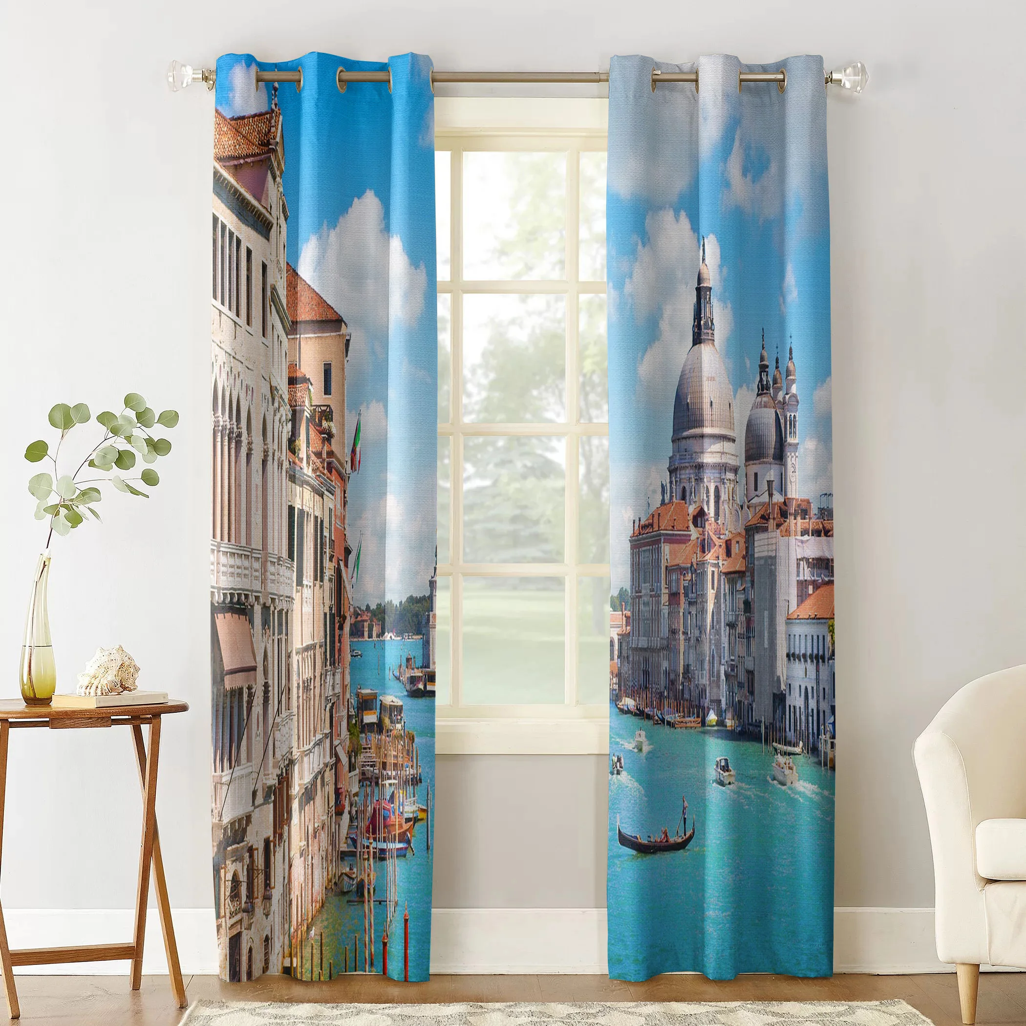Italy Grand Canal Boat Church Summer Luxury Home Curtains Supplies Living Room Bedroom Custom | Дом и сад