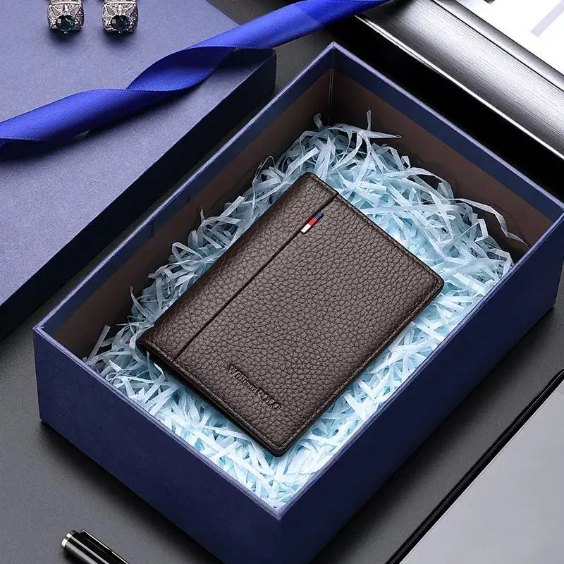 Мужской кошелек Простой бутик с ремешком на запястье двойной без молнии