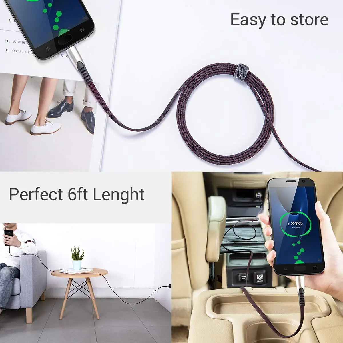 Тканевый плетеный кабель Micro USB зарядное устройство Android зарядный шнур Быстрая