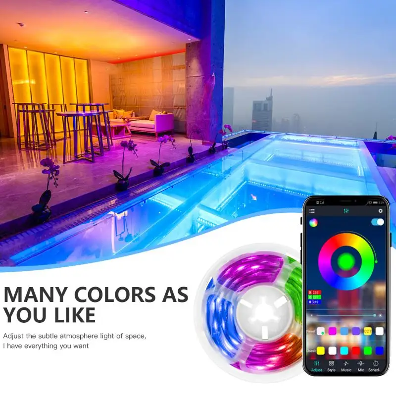 

10Ft/3m Bluetooth LED Strip Lights 5050 RGB LED Light Strip(APP+Mic+Music +3 Button) Christmas Tree Decoration Lights Custom LED
