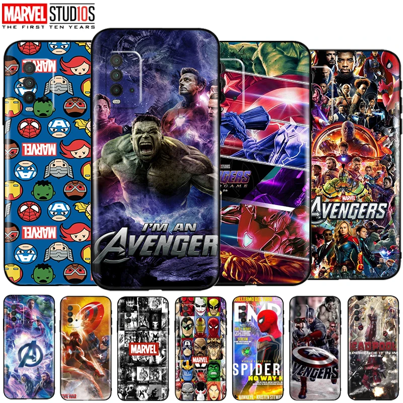 

Marvel Phone Case For Xiaomi Redmi 9 9T 9A 9C 9i Note 9 10 Pro Max 5G 9T 9S Funda Cover Avengers Iron Man SpiderMan Deadpool