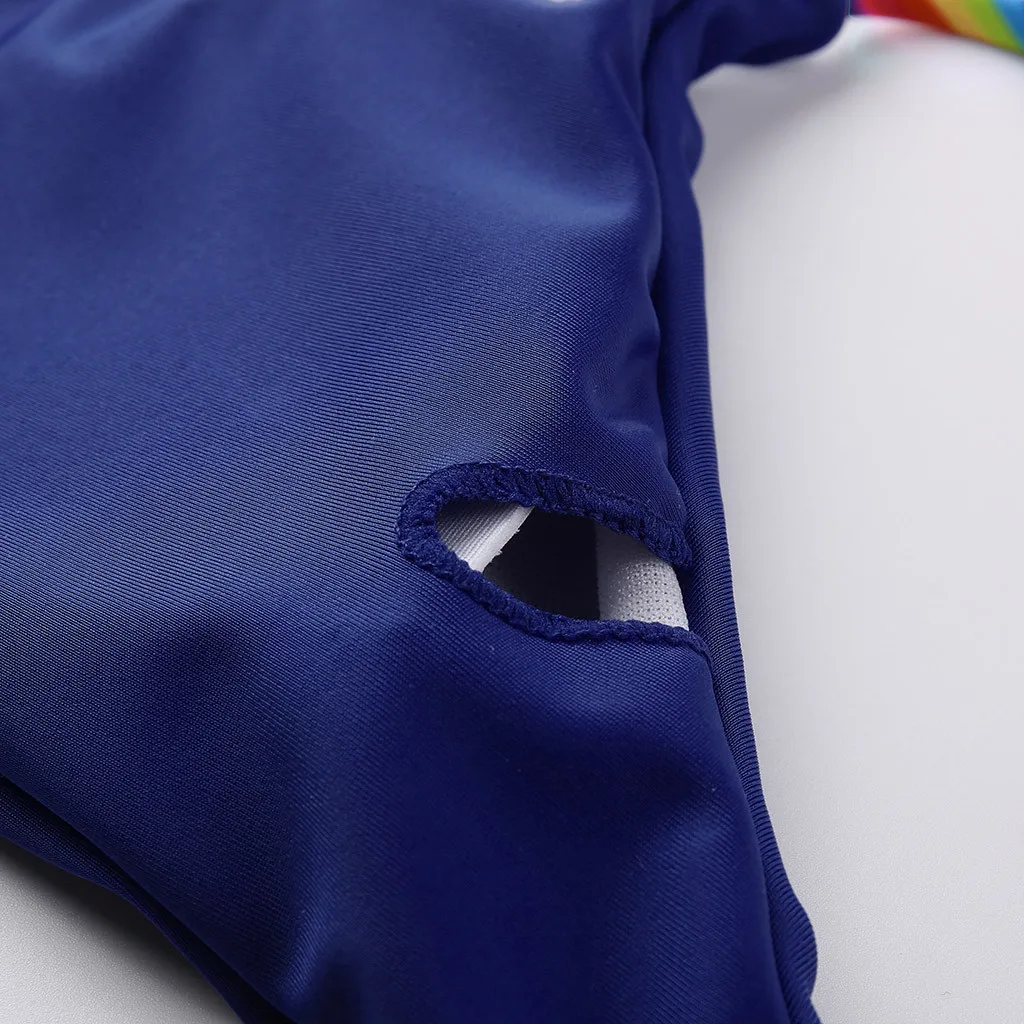 Летний женский купальник Радужный цветной бандаж бикини набор пуш ап