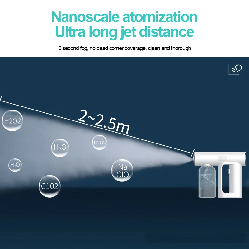 

250ML Wireless Electric Sanitizer Sprayer Disinfects Blue Light Nano Steam Spray Gun Sterilizing Nano Spray Gun For Home Office