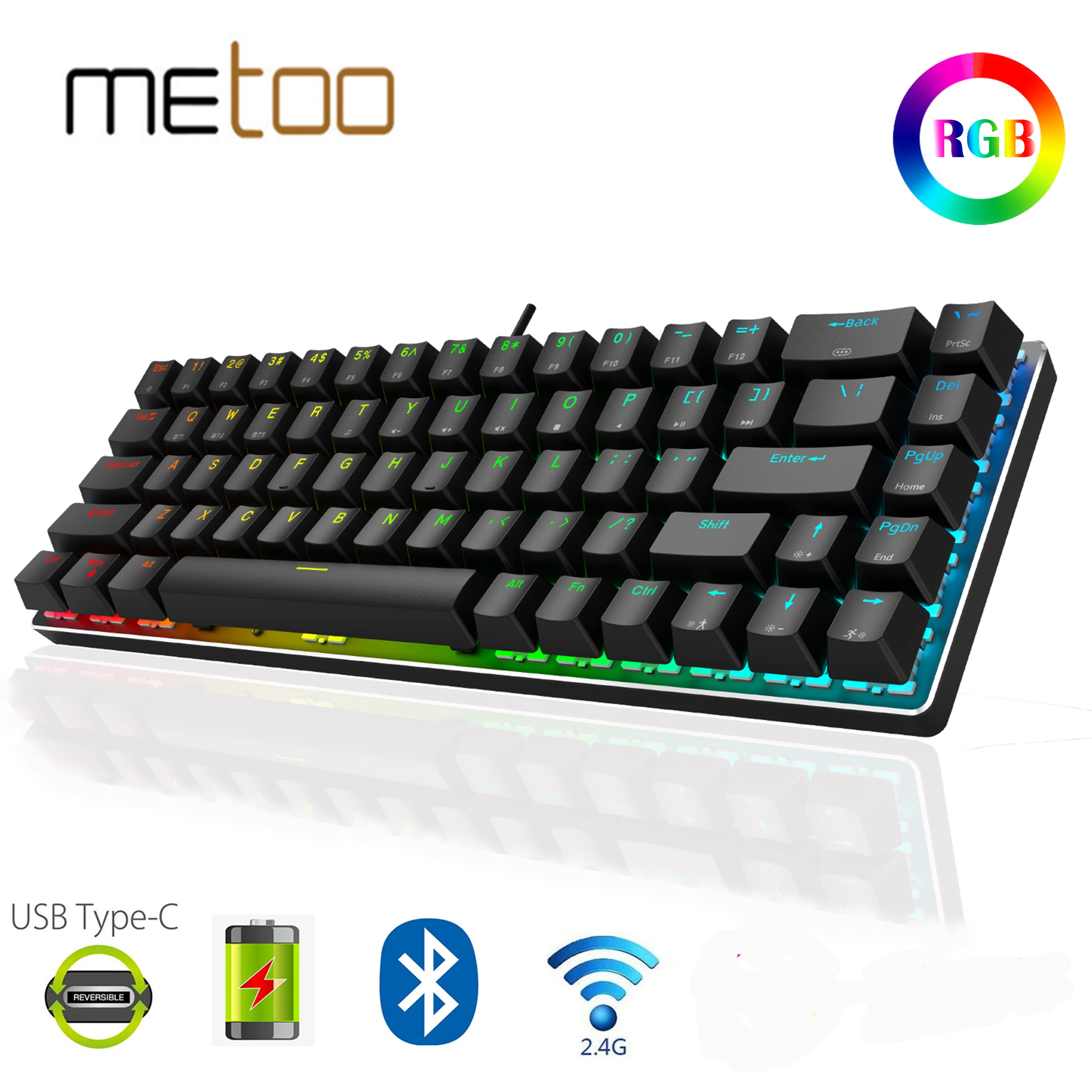 Беспроводная/Bluetooth/Проводная Механическая мини клавиатура Metoo 2 4 ГГц игровая с RGB