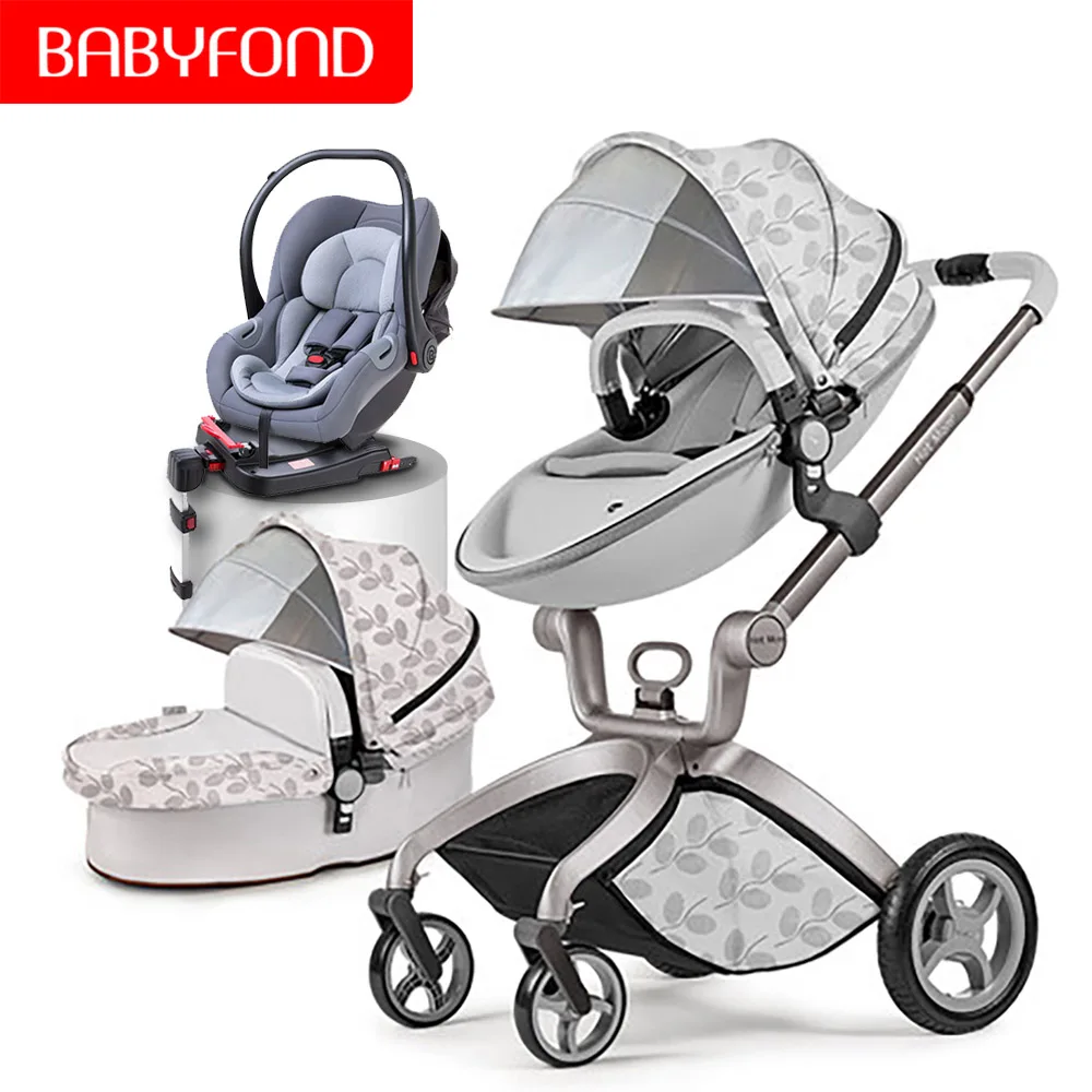 Горячая мама коляска ISOFIX интерфейс Автомобильное сиденье роскошный 3 в 1 детская коляска 87 см высокий пейзаж светильник коляска