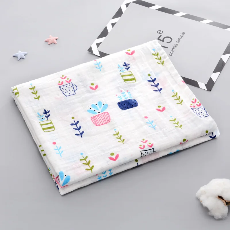12 2pcs/set Newborn Baby Blanket Cotton Bamboo Blanket Cartoon Patterns Multi-use Infant Towel Baby Muslin Swaddle Wrap - Цвет: 12
