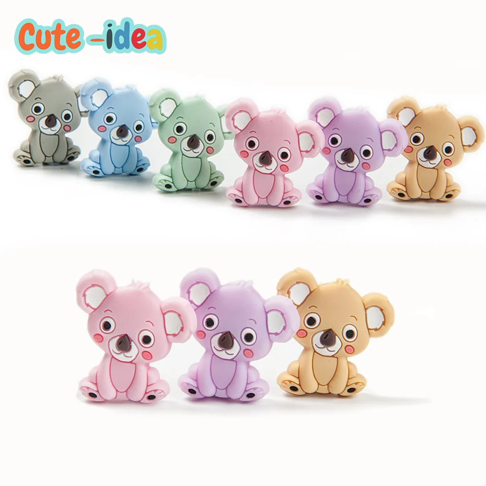 

Cute-idea 10pcs Little Koala Teether Food Grade BPA Free Silicone Baby Teething Necklace Rodents DIY Pacifier Clip Baby Products