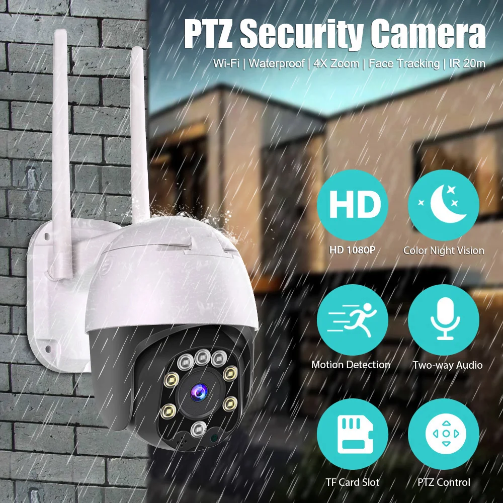 5 МП UHD Wi Fi PTZ IP камера 4 кратный зум автоматическое слежение красочное ночное